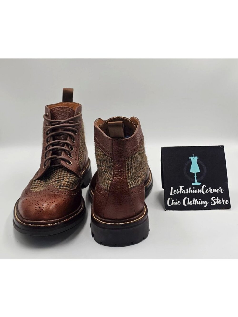NWOB Taft Men's Brown Leather Tweed  The Boston Longwing Boots Size 9D 3654 - Picture 9 of 16